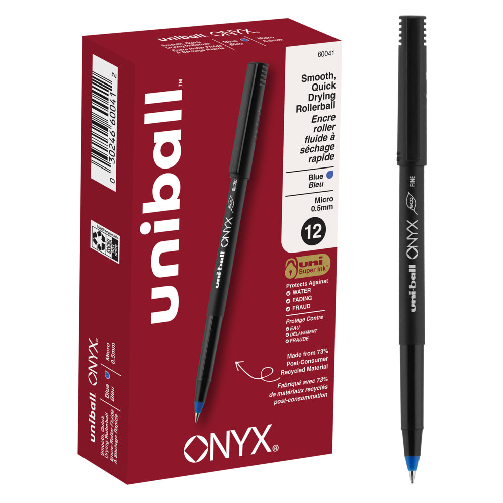 uni-ball ONYX Rollerball Pens - Micro Point (0.5mm) - Blue