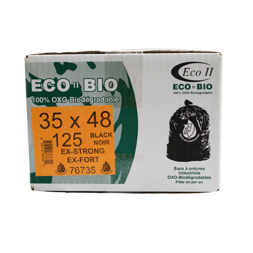 Eco II Oxo-Biodegradable Garbage Bags - 35" x 48" - Extra Strong - Black - 125 Pack