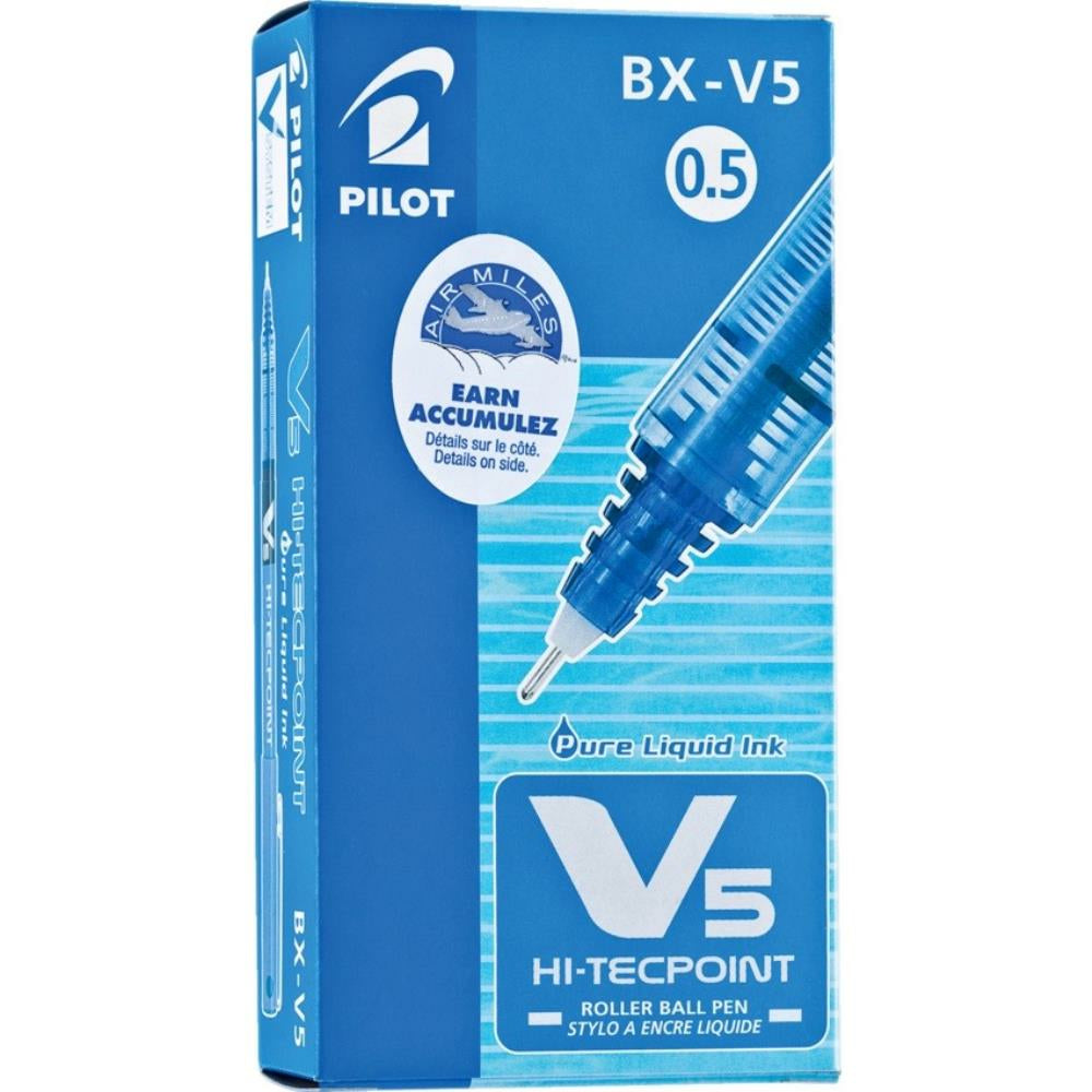 Stylos roller Pilot Hi-Tecpoint, V5, bleu, lot de 12