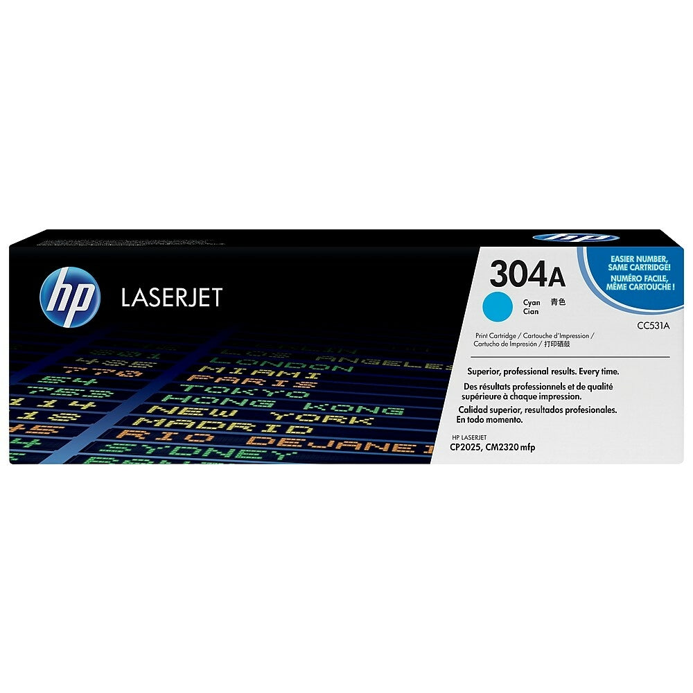 Cartouche de toner cyan HP 304A (CC531A) LaserJet d'origine