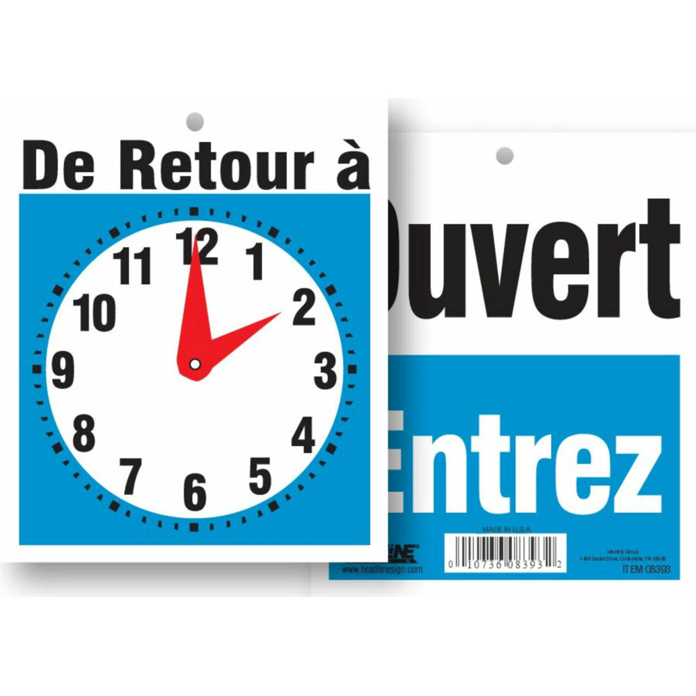 Enseigne à la une OUVERT/FERMÉ/DE RETOUR