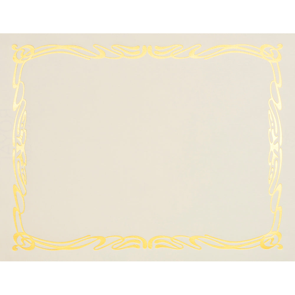 St. James Elite Bond Certificates - Natural Linen with Deco Gold Foil Design - 12 Pack