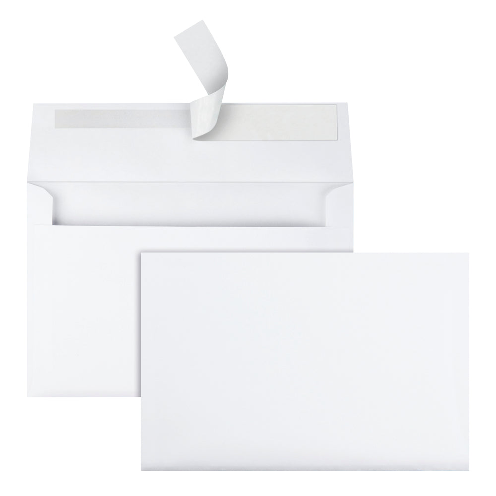 Quality Park Peel and Seal Greeting Card/Invitation Envelopes - 5-3/4"W x 8-3/4"L - White - 100 Pack