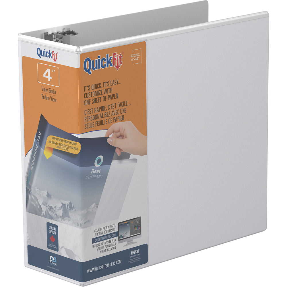 Davis Group QuickFit D-Ring View Binder - 4" - White