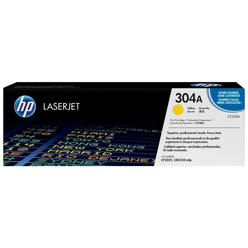Cartouche de toner LaserJet jaune d'origine HP 304A (CC532A)