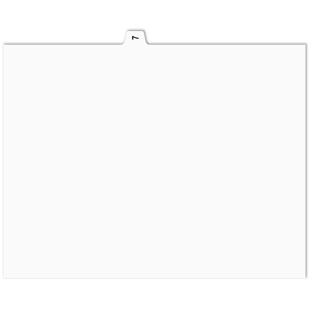 Apak Numerical Index Tabs - #7 - White - 8 1/2" x 11" - 1/15th Cut - 110 lb. - Unpunched - 25 Pack