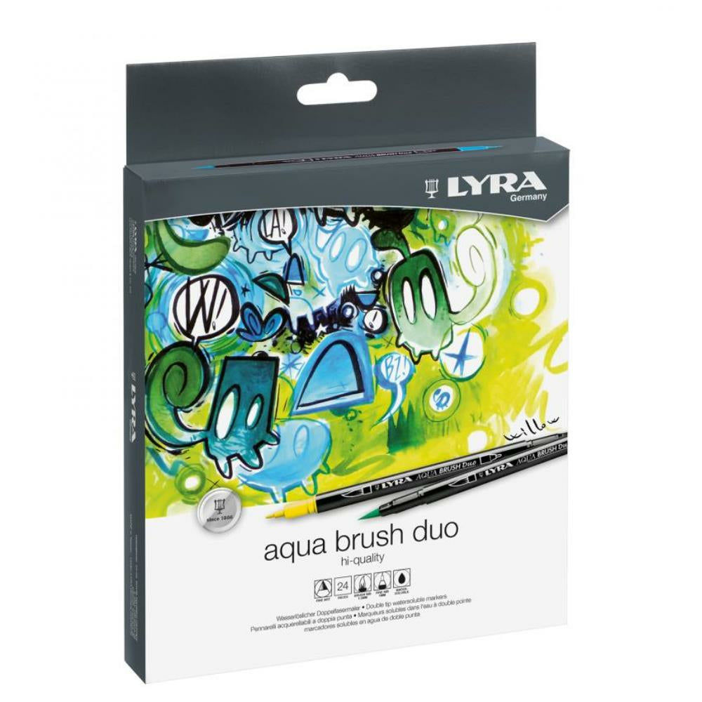 LYRA Aqua Brush Duo, Set, Assorted Water-soluble Marker Pens, 24