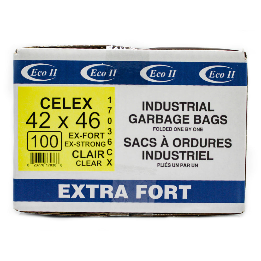 Eco II Garbage Bags - 42" x 46" - Extra Strong - Clear Tint - 100 Pack