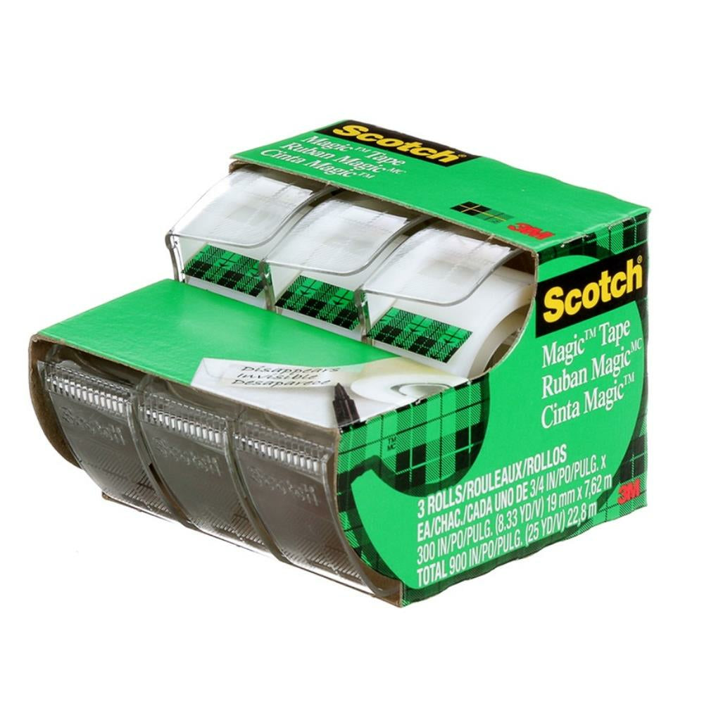 Scotch Magic Invisible Tape, dispenser pack, 3/pkg