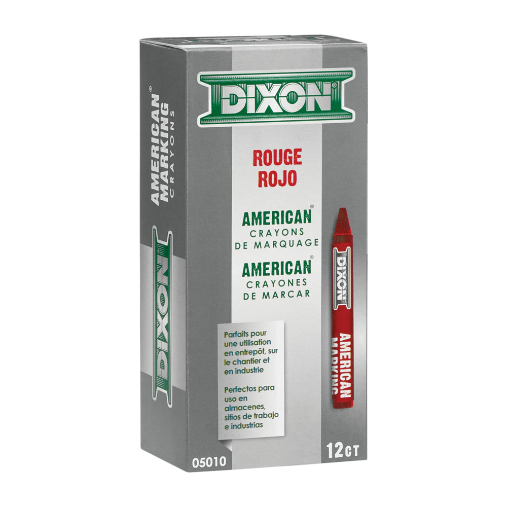 Dixon Industrial American Marking Crayons - 5" x 9/16" - Red