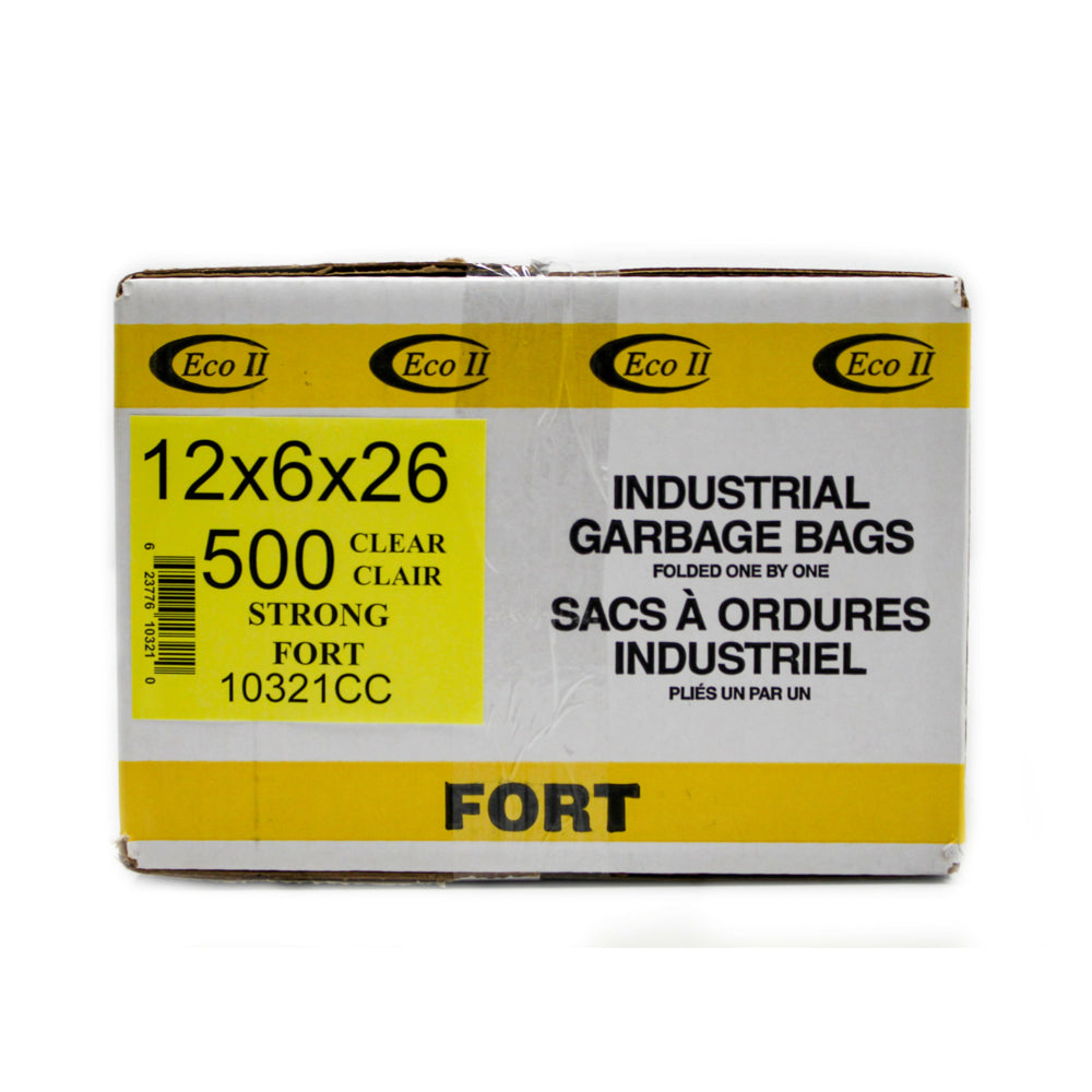 ECO II Garbage Bags - 12" x 6" x 26" - Strong - Clear Tint - 500 Pack