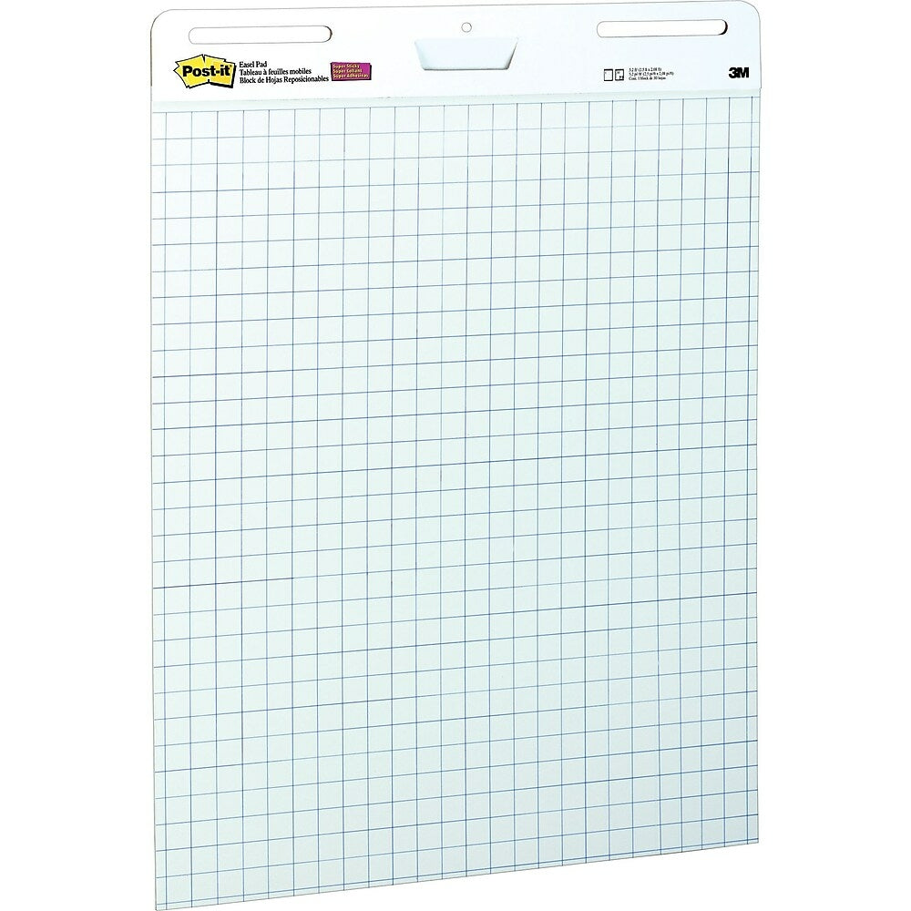 Bloc-notes autocollant Post-it, blanc avec lignes quadrillées, 25" x 30"