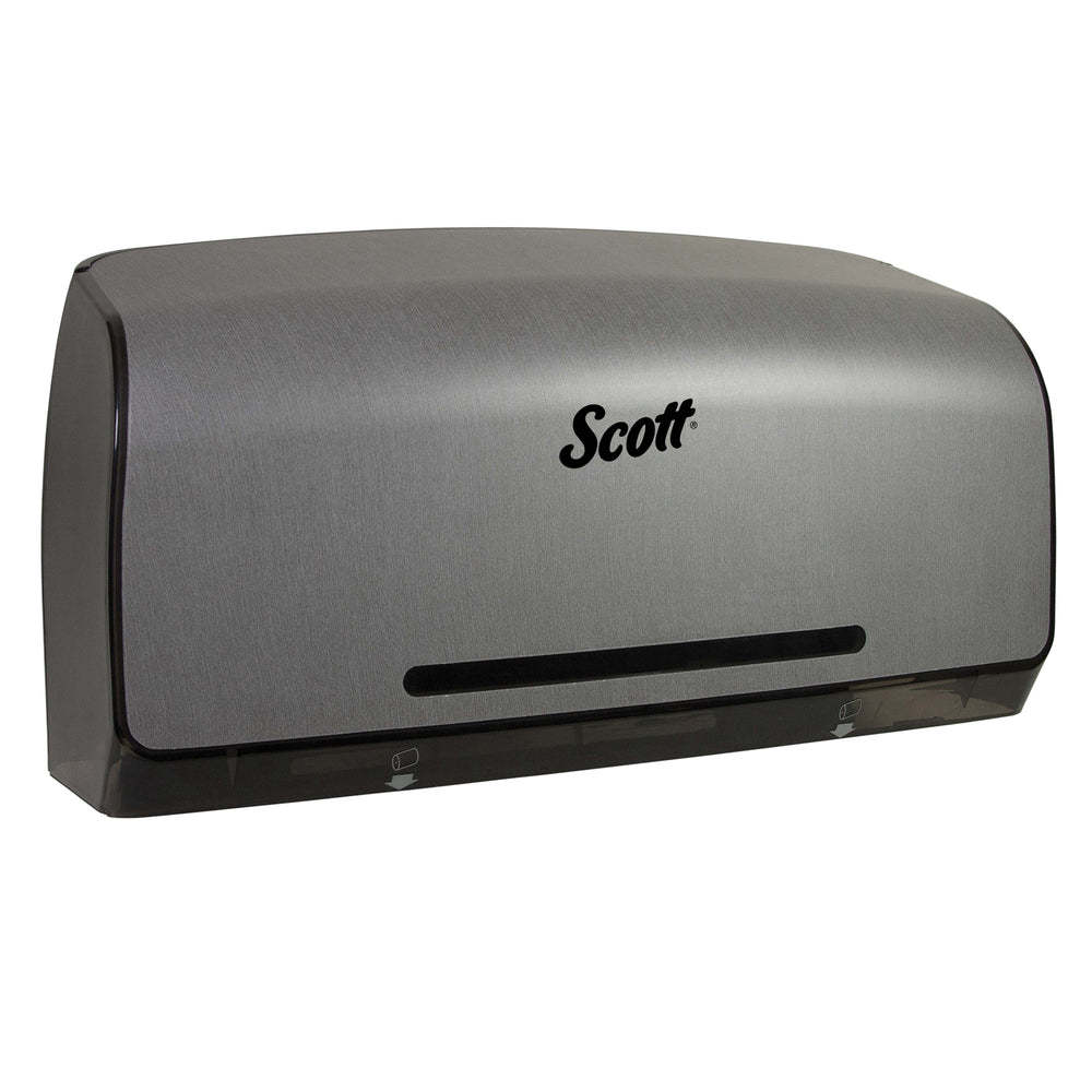 Distributeur de papier hygiénique Scott Pro JRT Twin - 51 x 15 x 29,5 cm - Imitation acier inoxydable