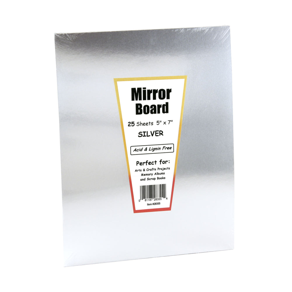 Hygloss Silver Mirror Board Sheets - 7" x 5" - 25 Pack