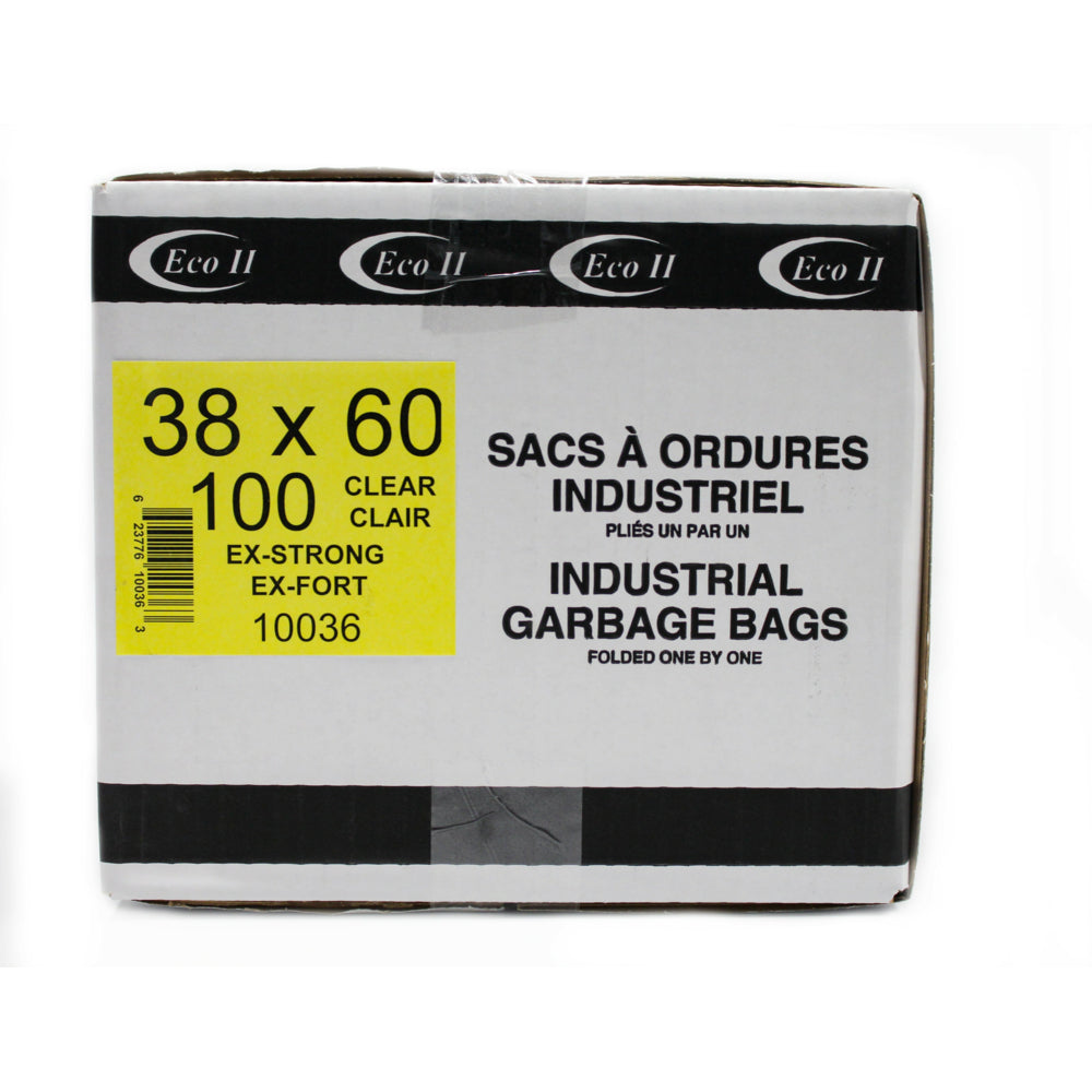 Eco II Garbage Bags - 38 " x 60" - Extra Strong - Clear - 100 Pack