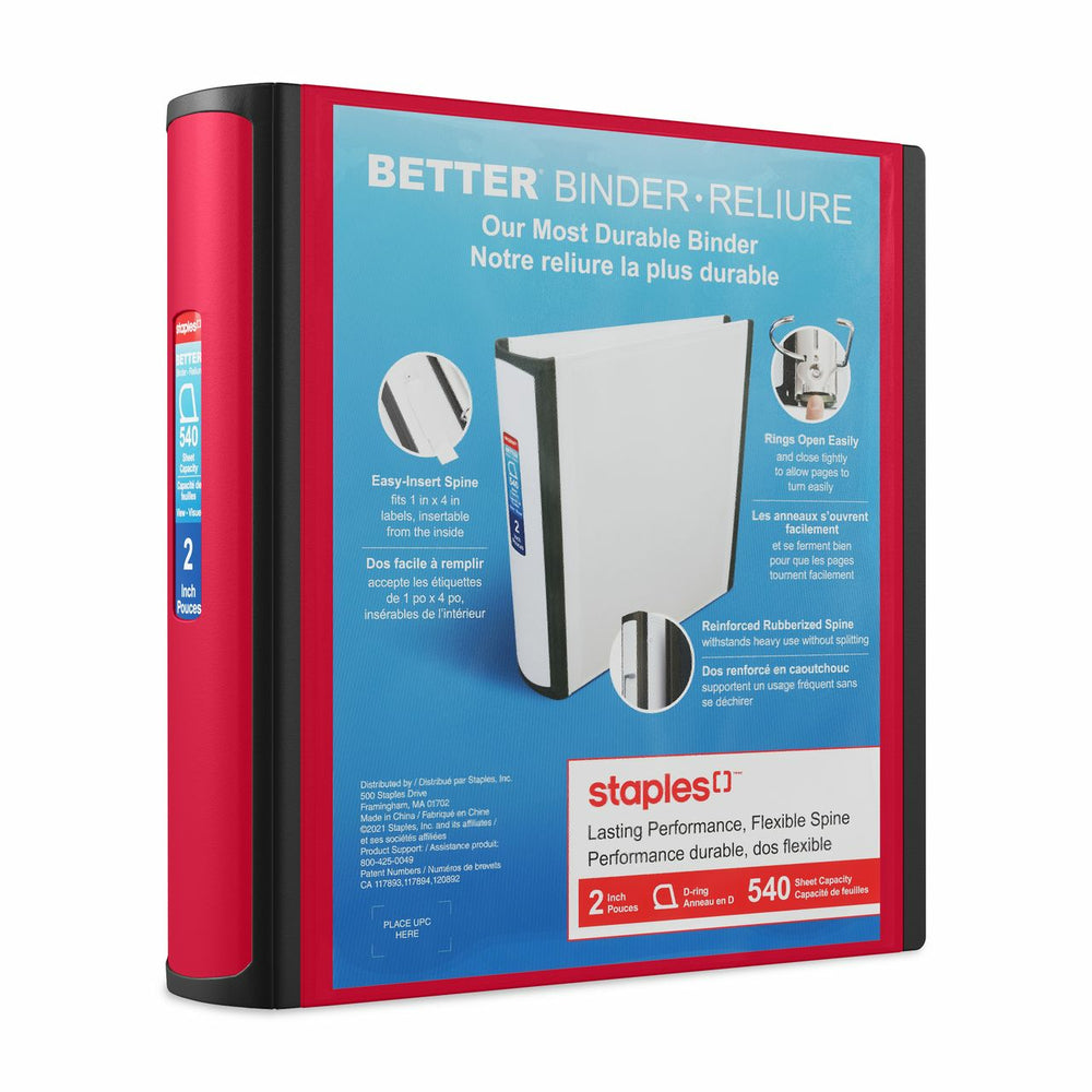 Classeur Staples Better Binder - 2" - Rouge