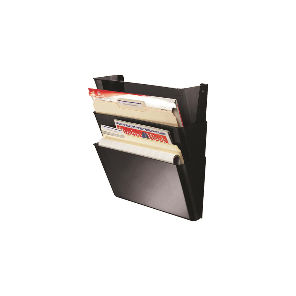 Staples Wall File - 3 Compartments - Letter Size - Black - 3 Pack
