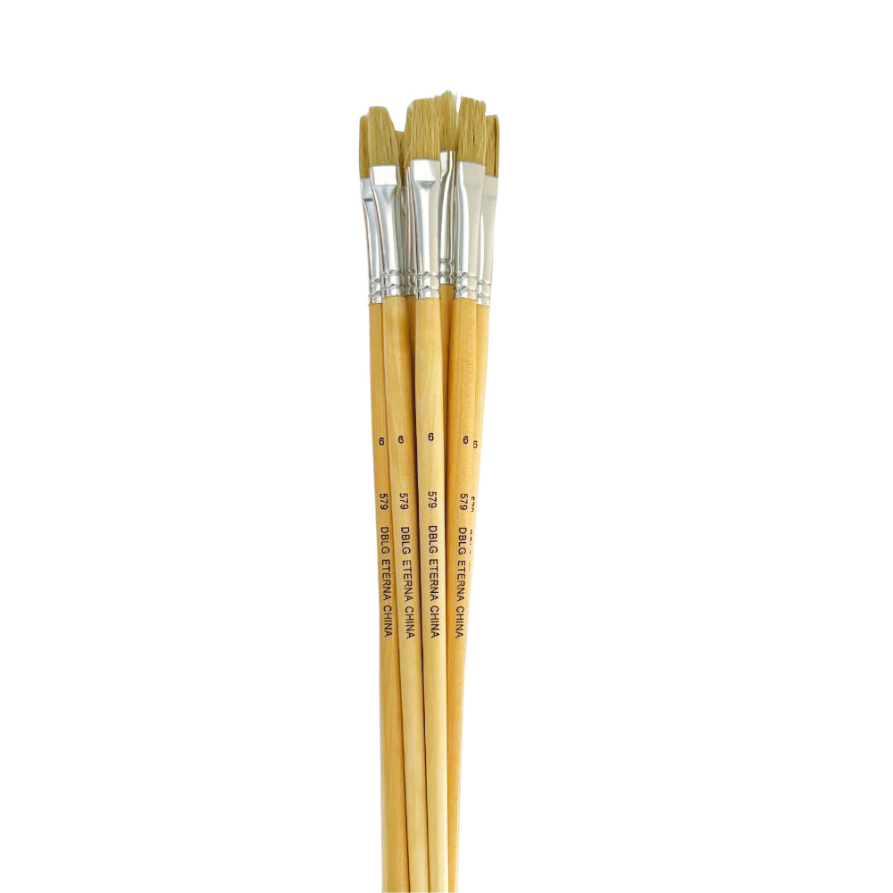 DBLG Imports Eterna 579 Long Handle Flat Poster Brush - Size 6 - 12 Pack