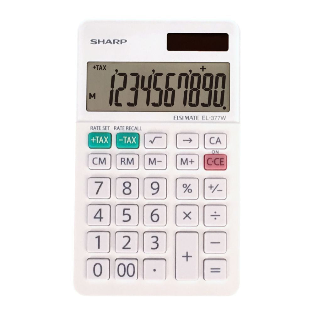 Calculatrice professionnelle portable Sharp EL377W à 10 chiffres - Blanche