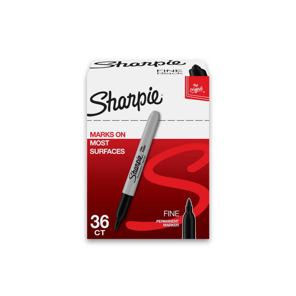 Marqueurs permanents Sharpie, pointe fine, noir, paquet de 36