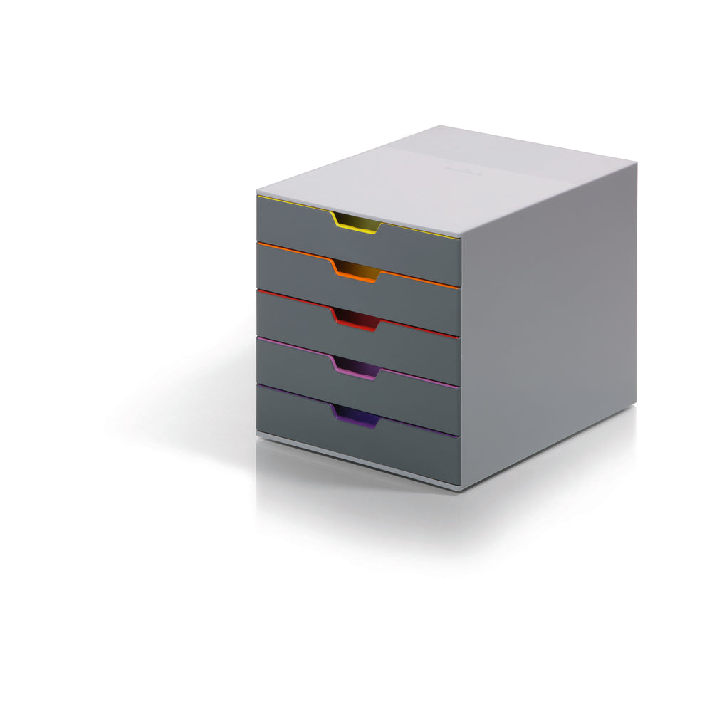 Coffre de rangement de bureau durable à 5 tiroirs - Gris