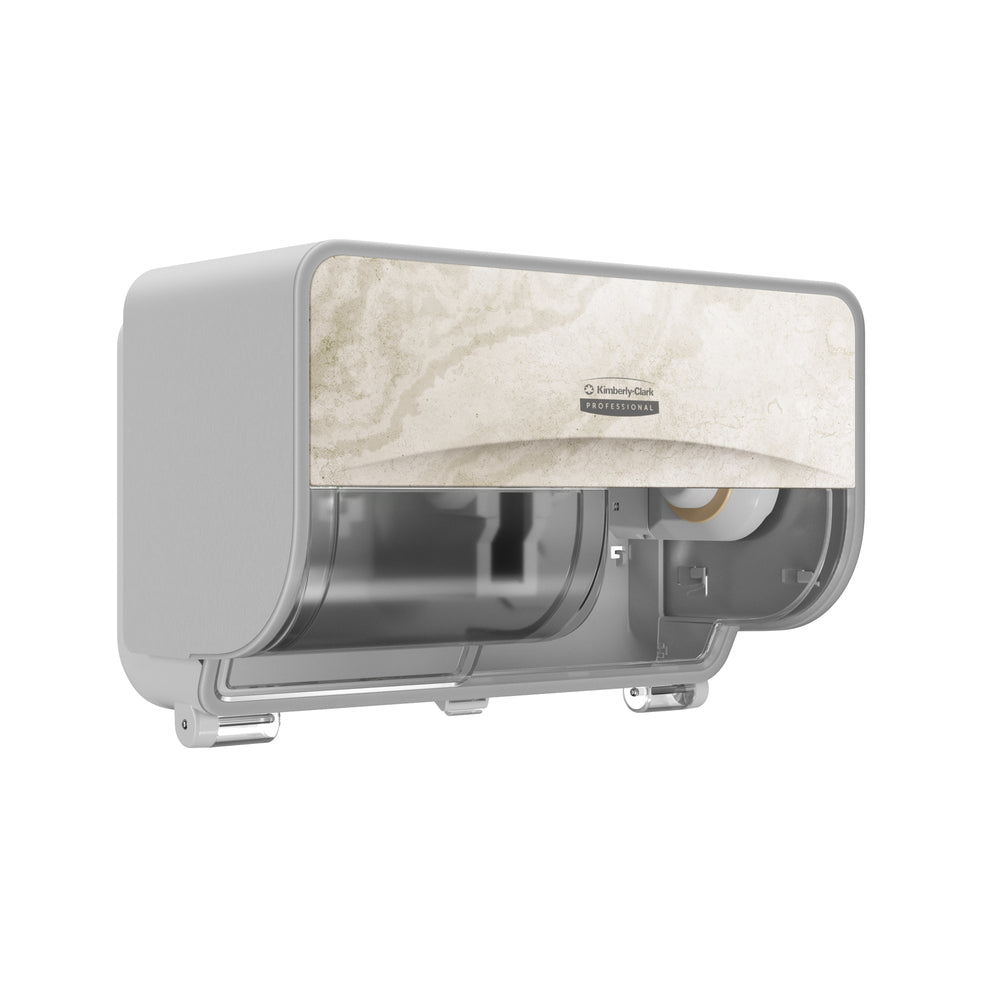 Kimberly-Clark Professional ICON Coreless Standard Roll Toilet Paper Dispenser 2 Roll Horizontal - Warm Marble Design Faceplate