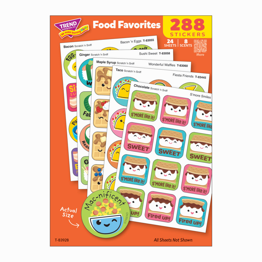 Trend Enterprises Food Favourites Stinky Stickers Variety Pack - 1.25"- 288 Pack