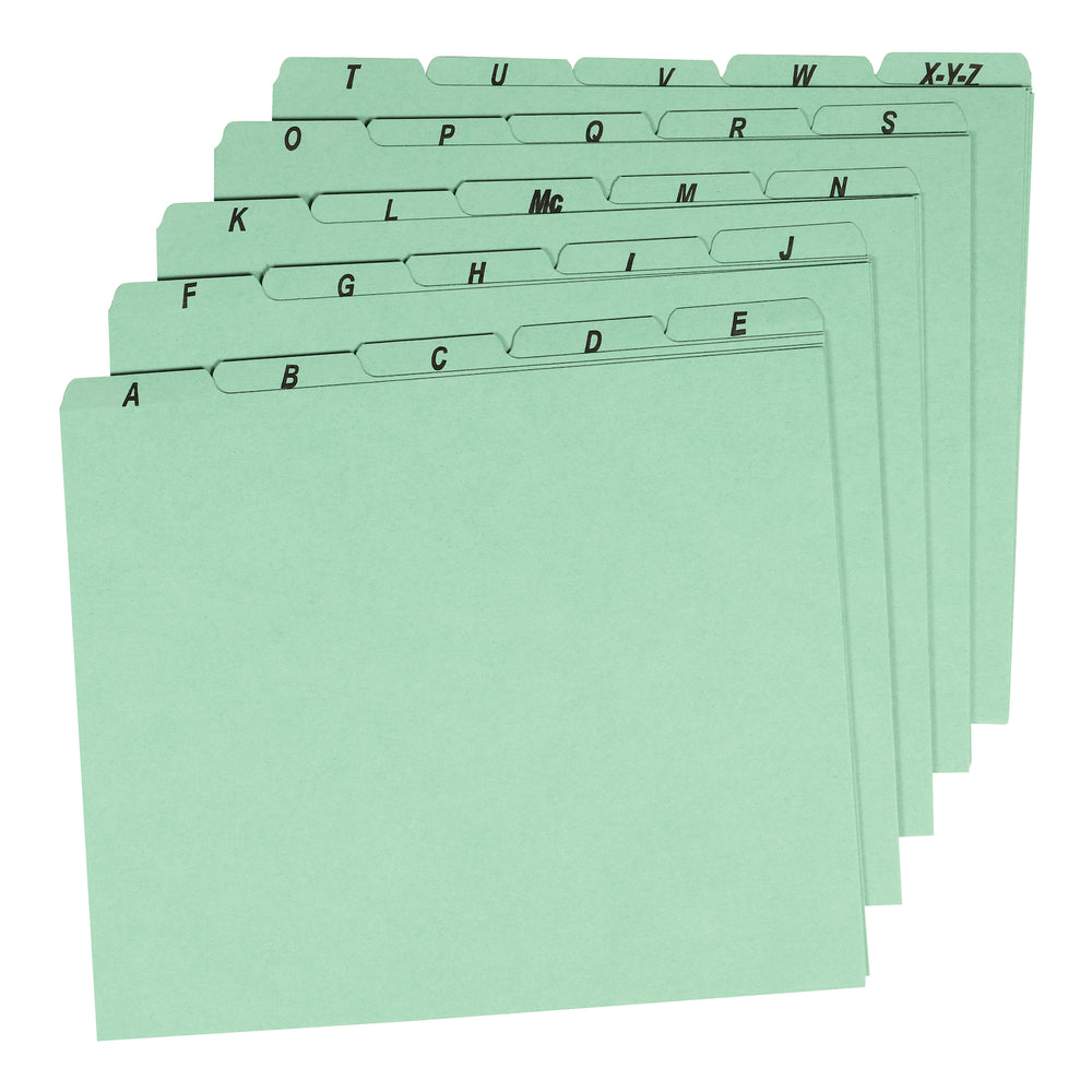 Guides alphabétiques Pendaflex épais verts - Format lettre - Paquet de 25