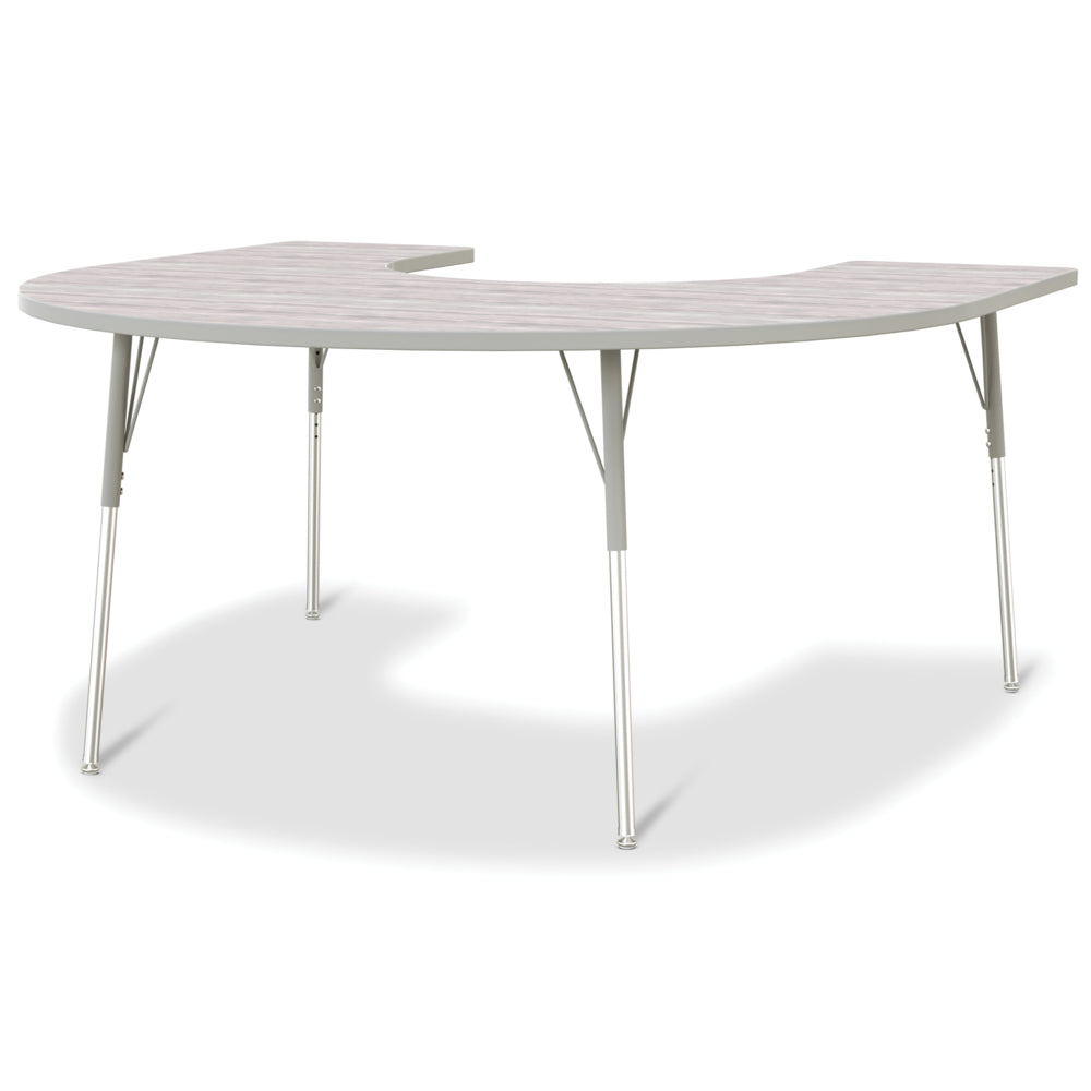 Jonti-Craft Berries Horseshoe Activity Table - 60" x 66" - 24-31"H - Driftwood Grey/Grey