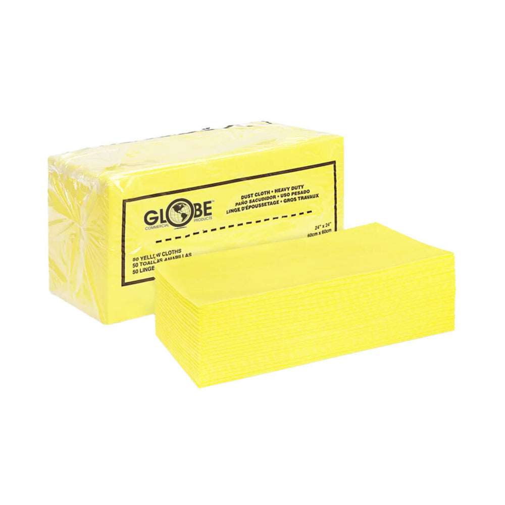 Globe Commercial Dusting Cloths - Yellow - 50 Pack