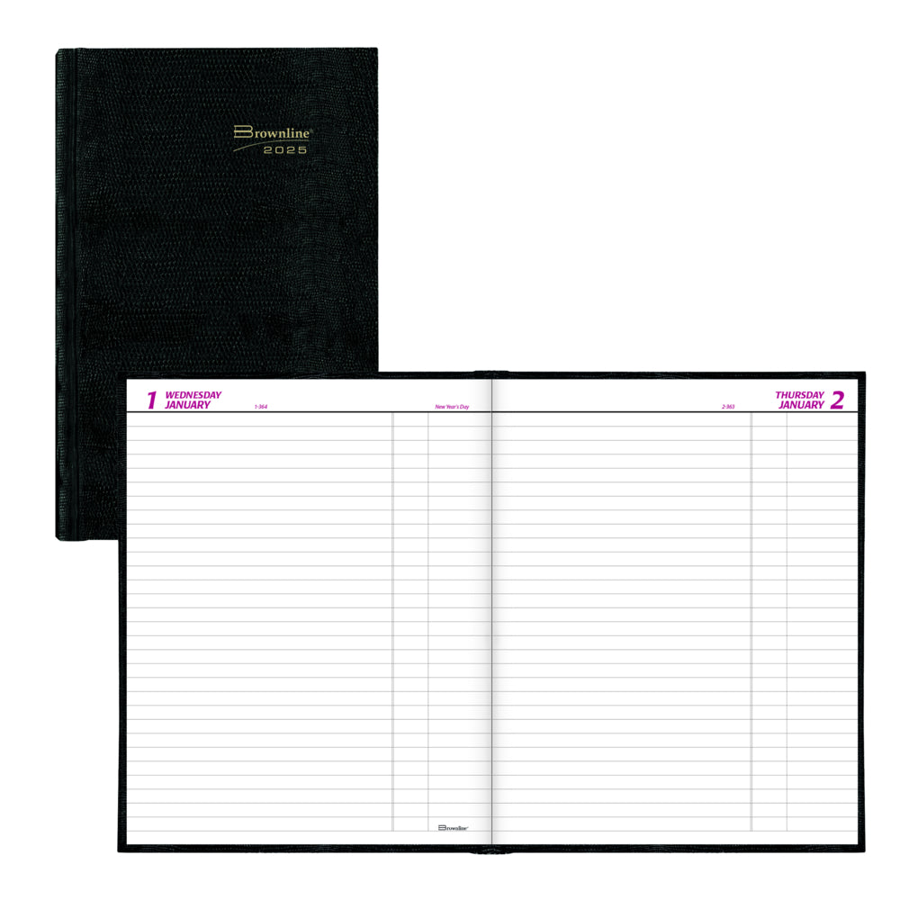 Brownline 2025 Daily Planner - Perfect binding - 10" x 7-7/8" - Black - English