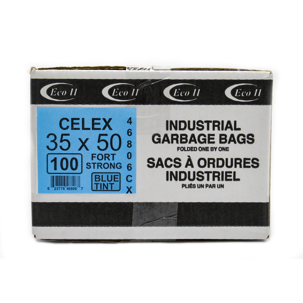 Eco II Garbage Bags - 35" x 50" - Strong - Blue Tint - 100 Pack