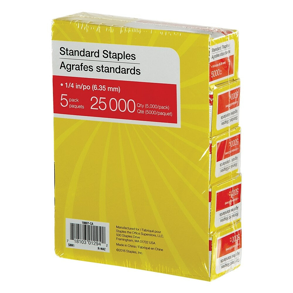 Agrafes standard - Longueur de jambe 1/4" - Paquet de 25 000