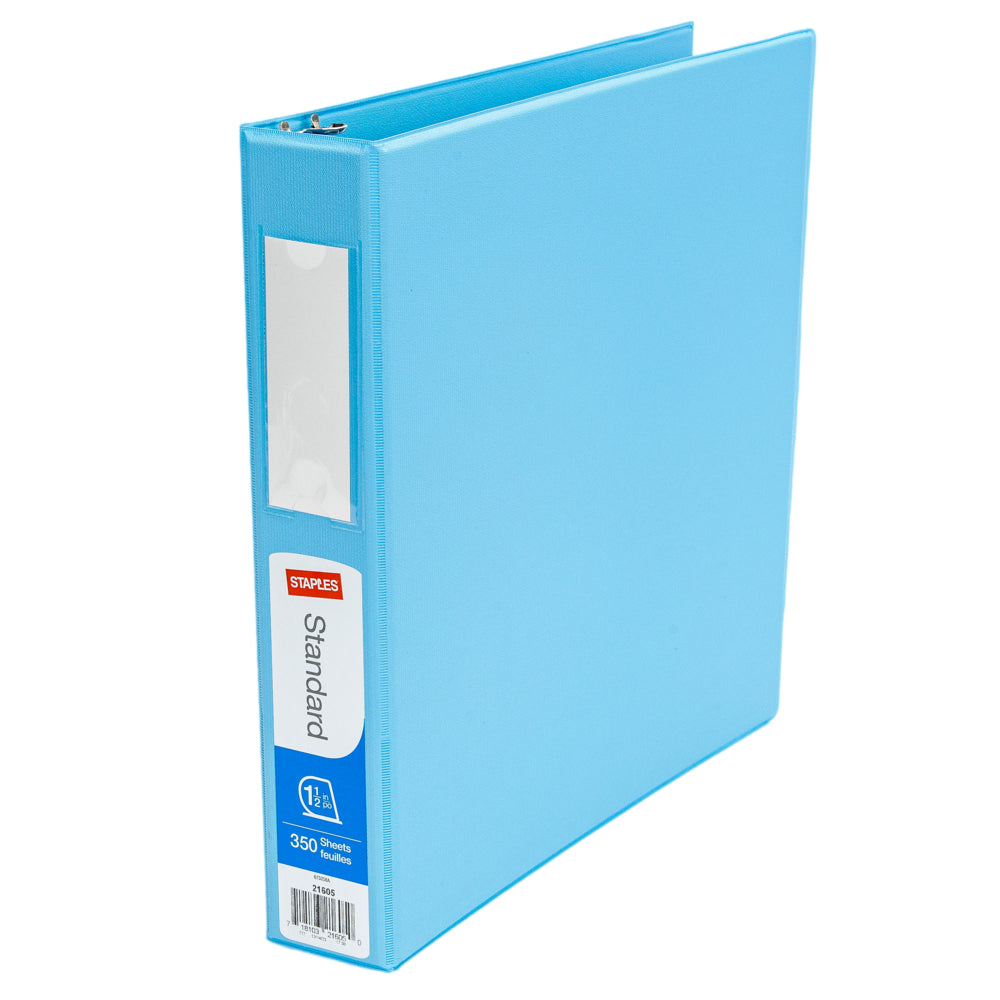 Staples Standard 1.5" Round Ring Binder - Light Blue