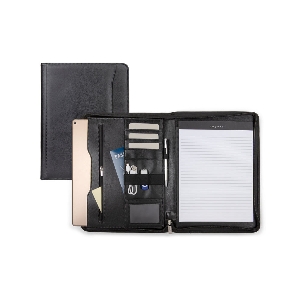 Bugatti Writing Case, Synthetic Leather, Black