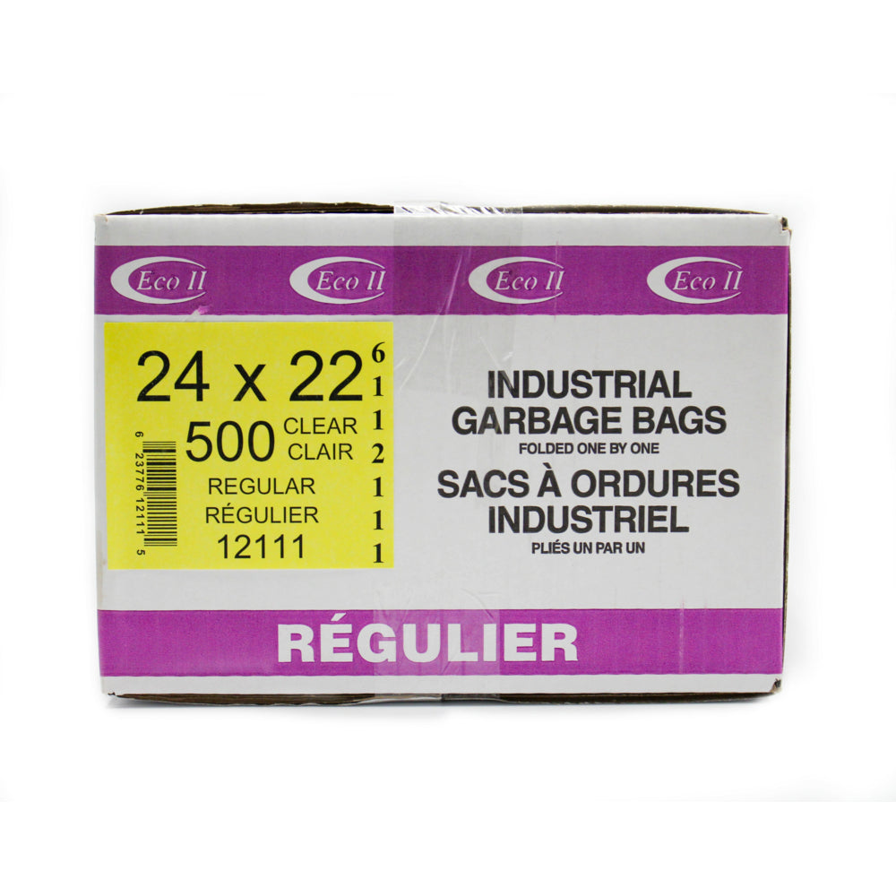 Eco II Garbage Bags - 24" x 22" - Regular - Clear - 500 Pack