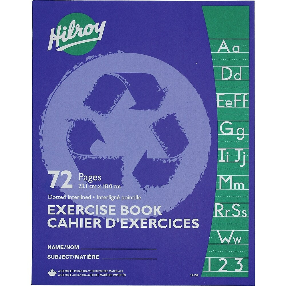 Cahier d'exercices Hilroy interligné recyclé - 9-1/8" x 7-1/8" - 72 pages