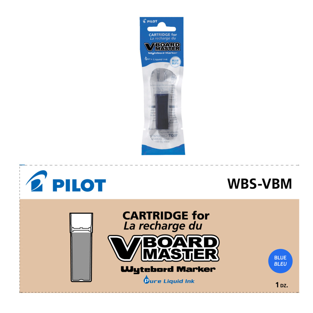Recharges pour marqueurs effaçables à sec Pilot Begreen V Board Master – Bleu – Lot de 12
