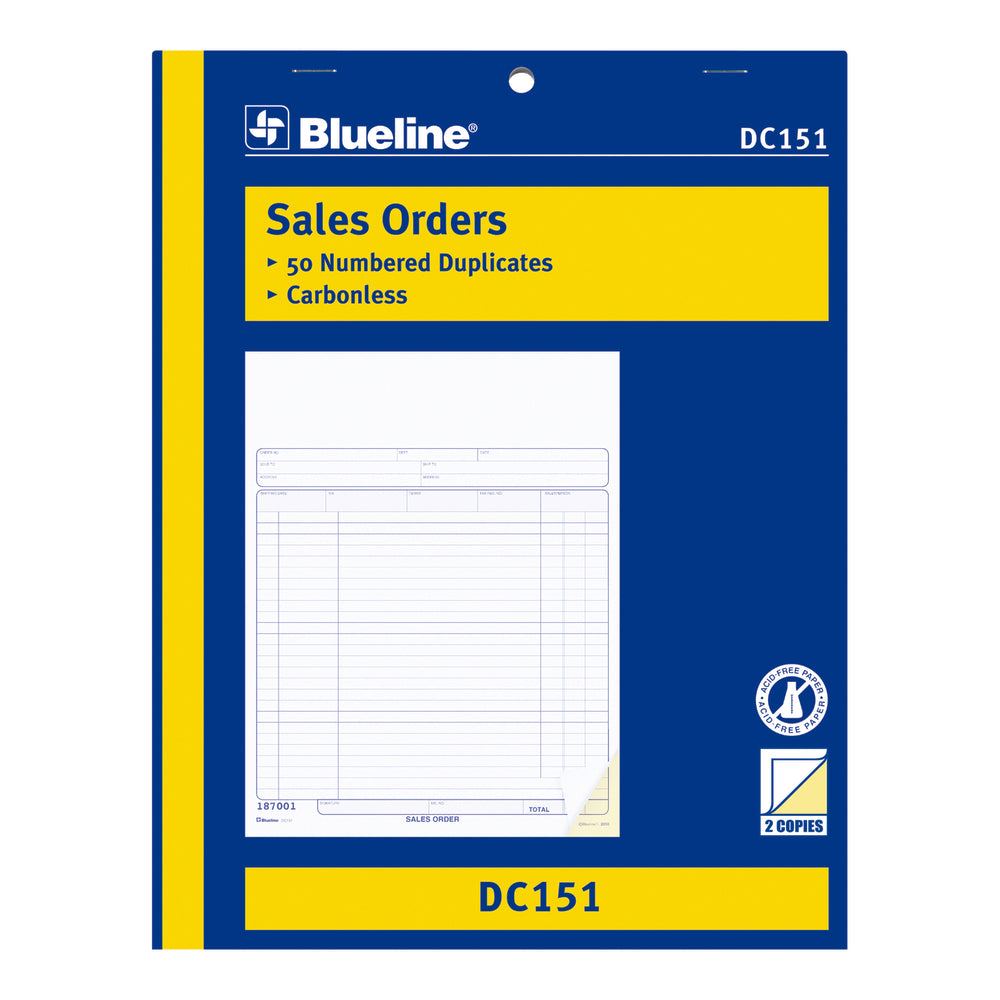 Livre de vente Blueline en 2 parties NCR -8-1/2 x 11"