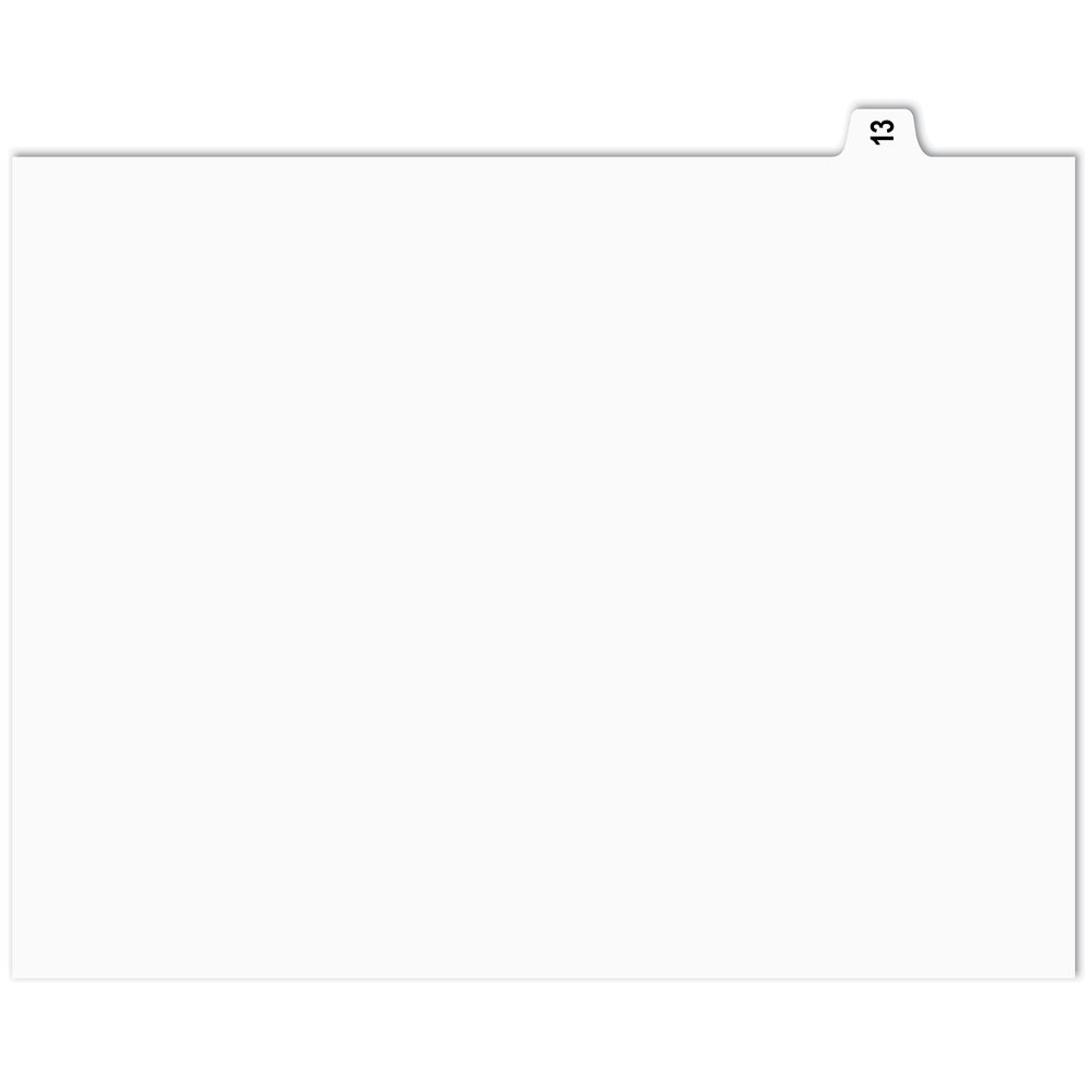 Onglets d'indexation numérique Apak - n° 13 - Blancs - 8 1/2" x 11" - Coupe 1/15e - 110 lb - Non perforés - Paquet de 25