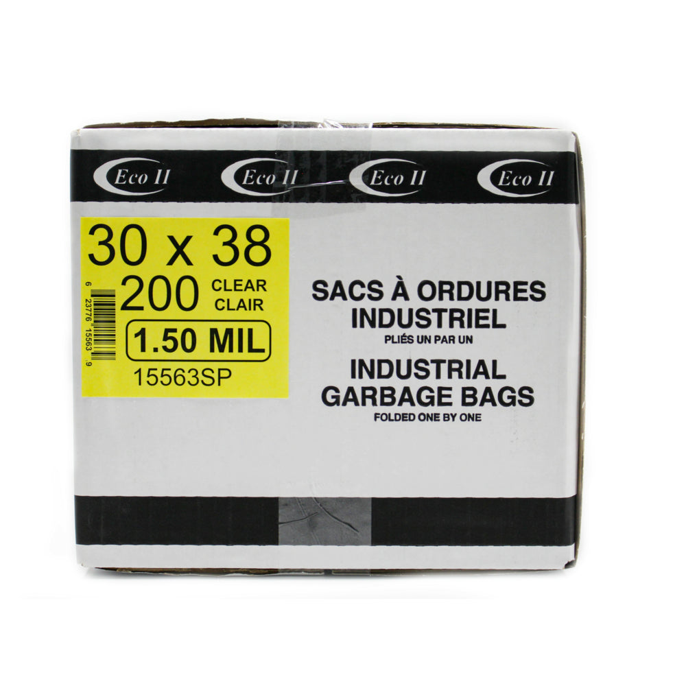 Eco II Garbage Bags - 30" x 38" - 1.5MIL - Clear- 200 Pack