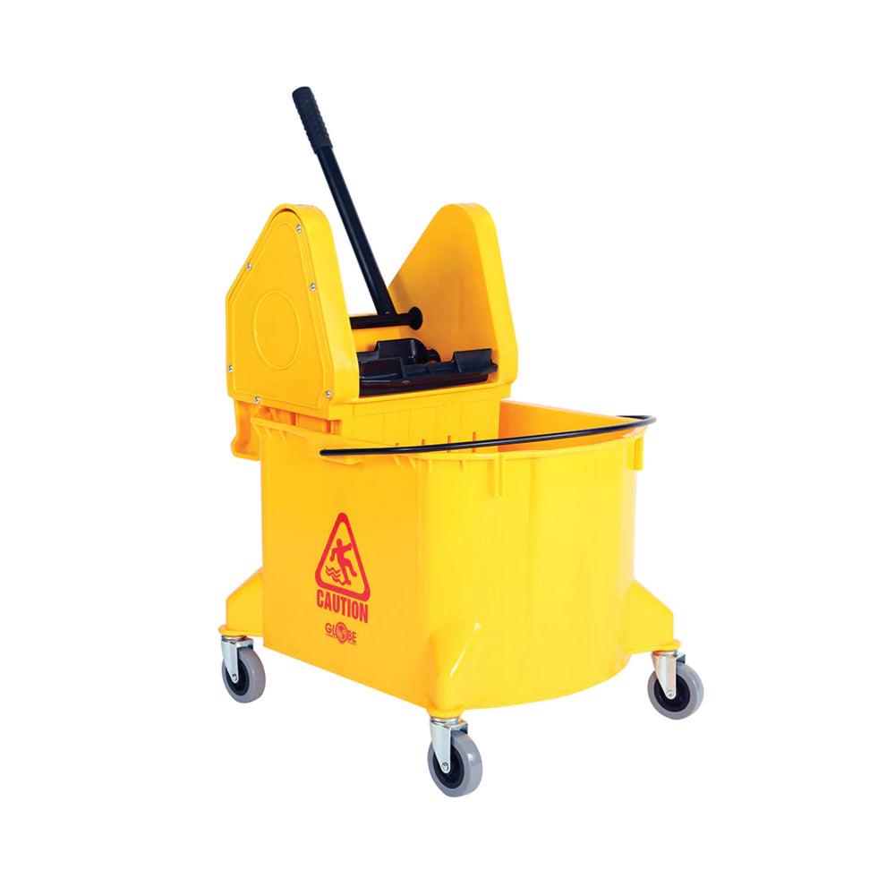 Globe Commercial Products Downpress Bucket and Wringer - 40 QT - Yellow