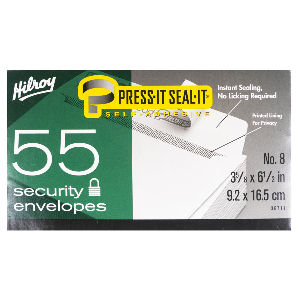 Enveloppes de sécurité Hilroy Press-it Seal-it n° 8 - Paquet de 55