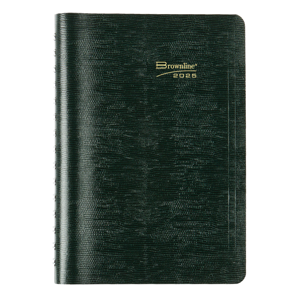 Brownline Twin-Wire Binding Daily Planner - 8" x 5" - English - Green