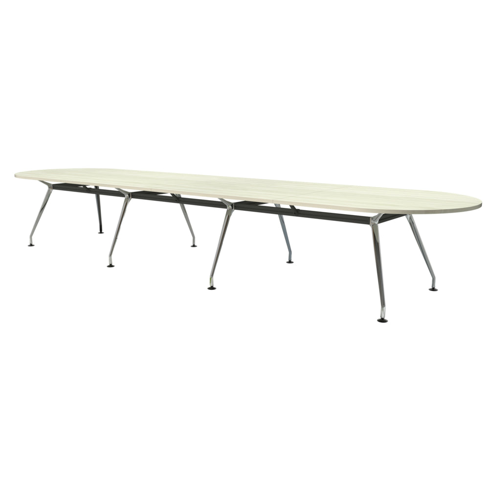 Table de conférence haut de gamme Heartwood HDL Innovations pour 14 personnes, style hippodrome - Bois d'hiver chromé