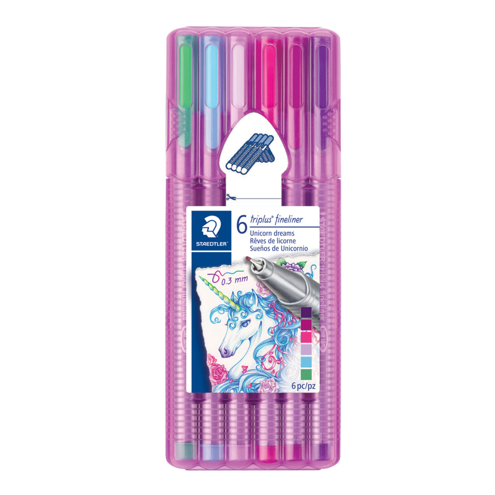 Staedtler triplus Fineliner Pens - Unicorn Dreams - Assorted Colours - 6 Pack