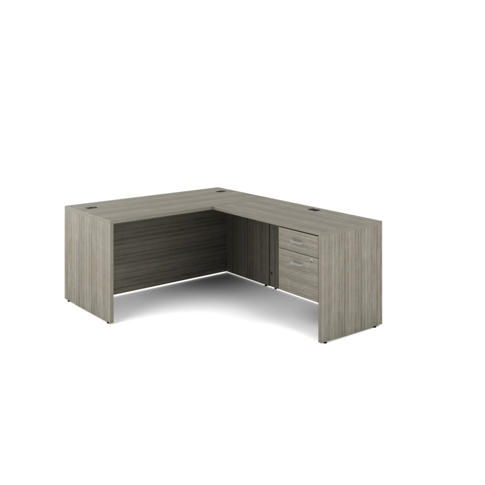 Poste de travail en L Newland Offices to Go - 2 tiroirs - 60" x 78" - Gris clair