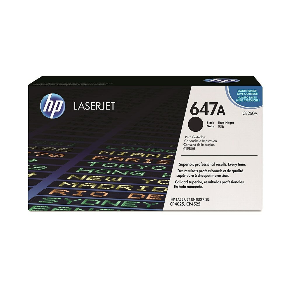 Cartouche de toner noir LaserJet d'origine HP 647A (CE260A)