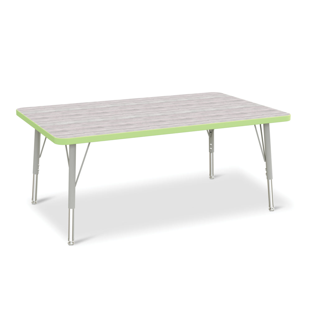 Jonti-Craft Berries Rectangle Activity Table - 30" x 48" - 15-24"H - Driftwood Grey/Key Lime