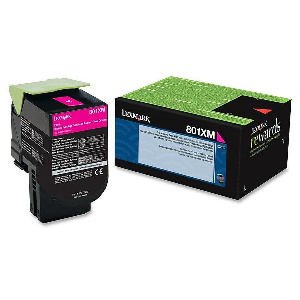 Cartouche de toner magenta à rendement extra élevé Lexmark 801XM (80C1XM0.CA)